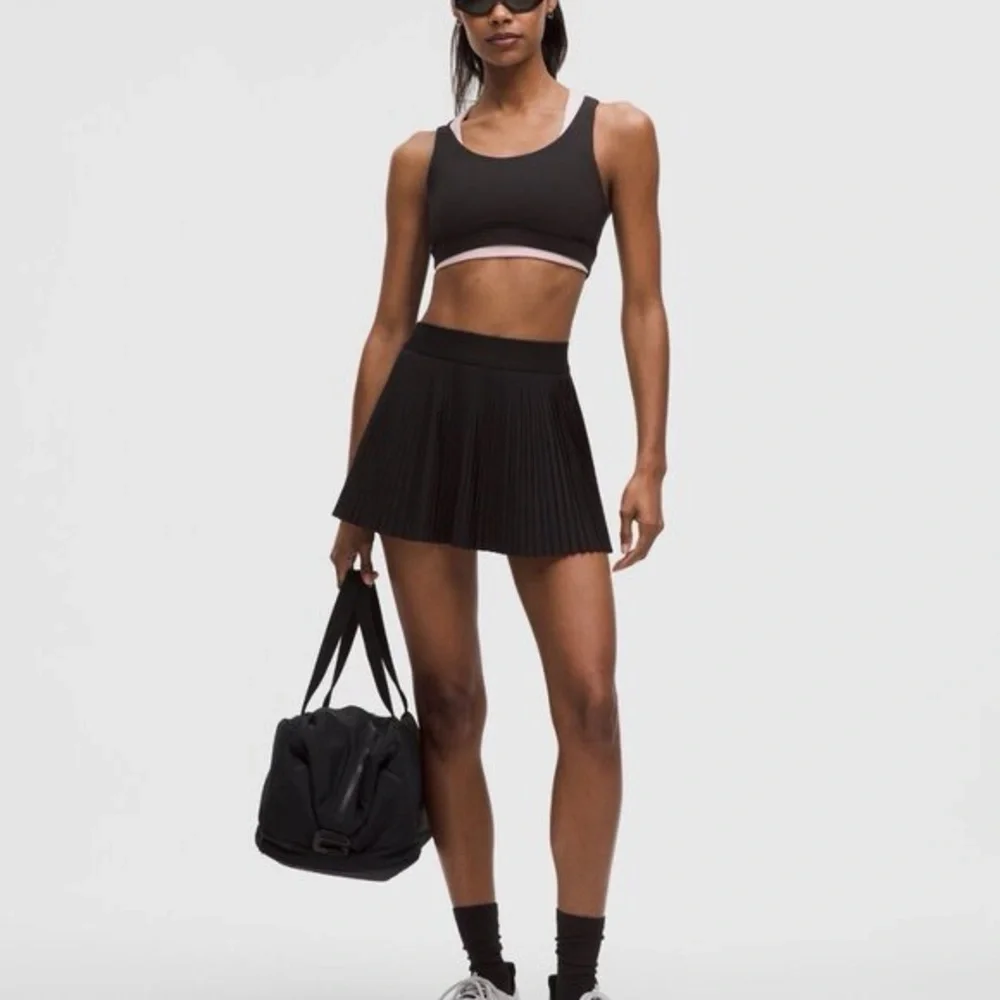Varsity High-Rise Pleated Tennis Skirt In Black - Picture 2 of 8